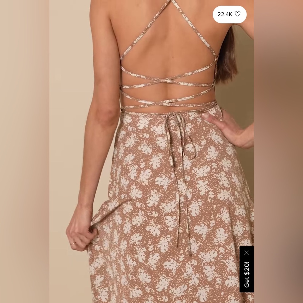 Picturesque Moments Brown Floral Print Strappy Maxi Dress